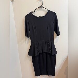 Elegant Black Peplum Dress Brigitte Brianna sz small 4-6